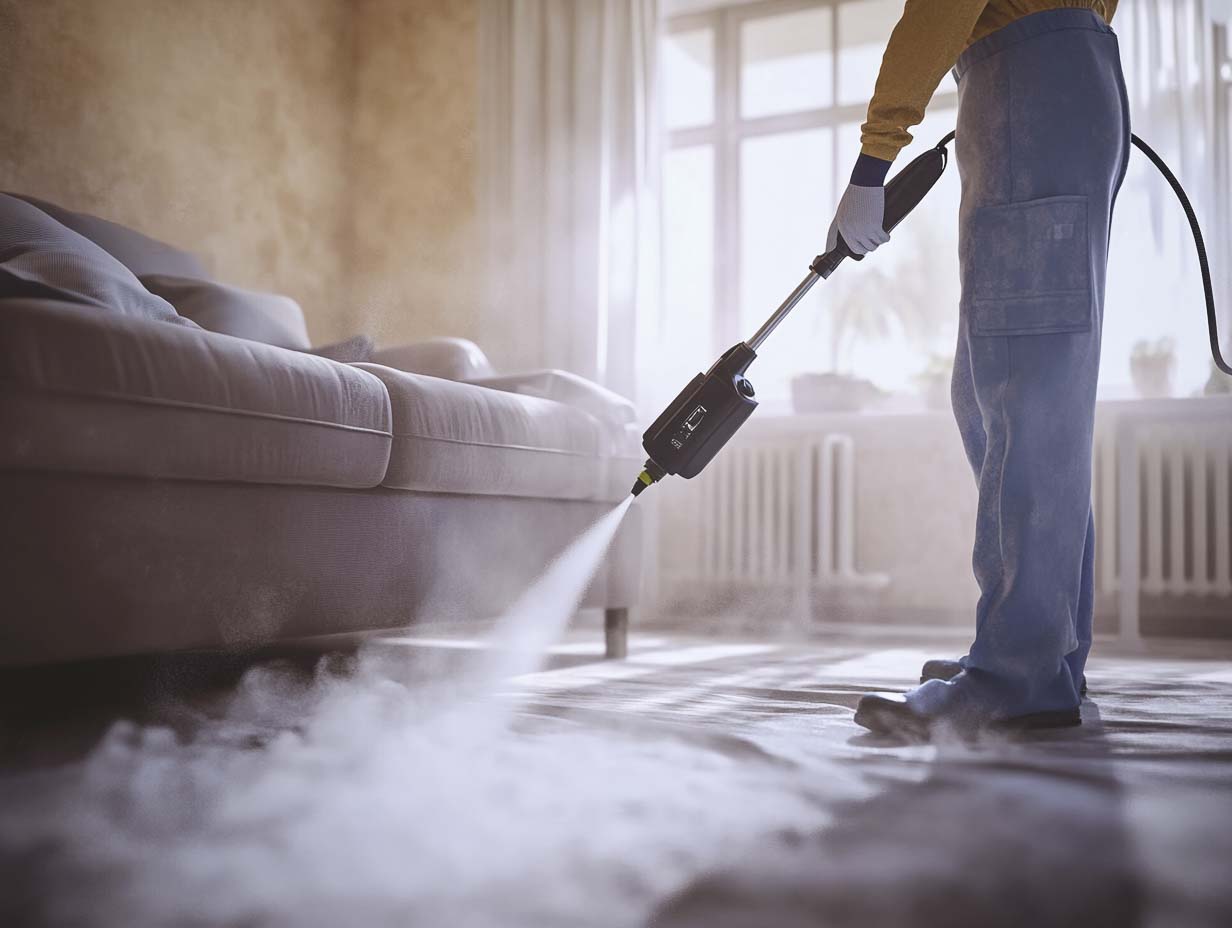 a cleaning professional performing a deep cleaning of a residential space. 4k, photorealistic, the image MUST look like it was shot at 35mm using an f1.4 lens. --ar 4:3 --stylize 0 --v 6.1 Job ID: 8873546e-c922-490f-b19b-f7369318559d